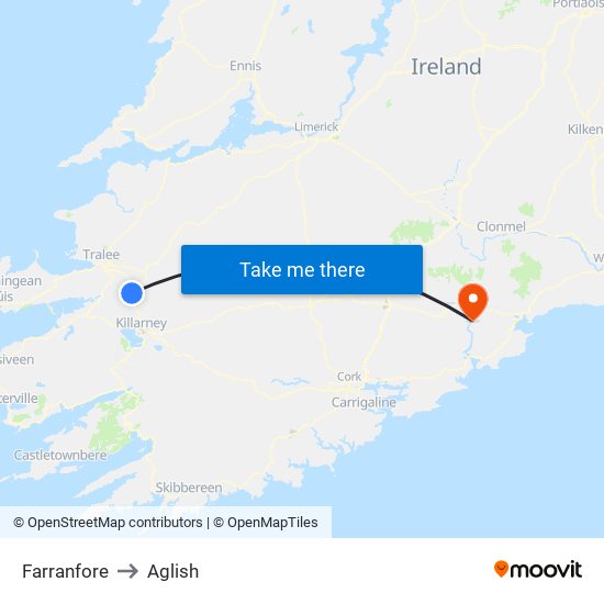 Farranfore to Aglish map