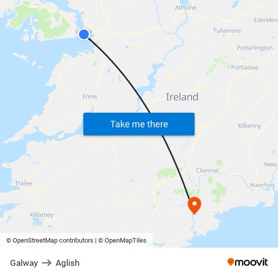 Galway to Aglish map