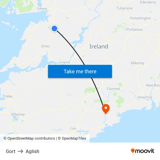 Gort to Aglish map