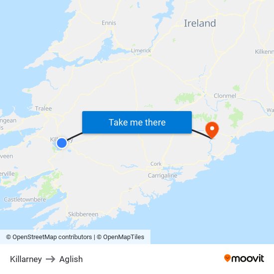 Killarney to Aglish map