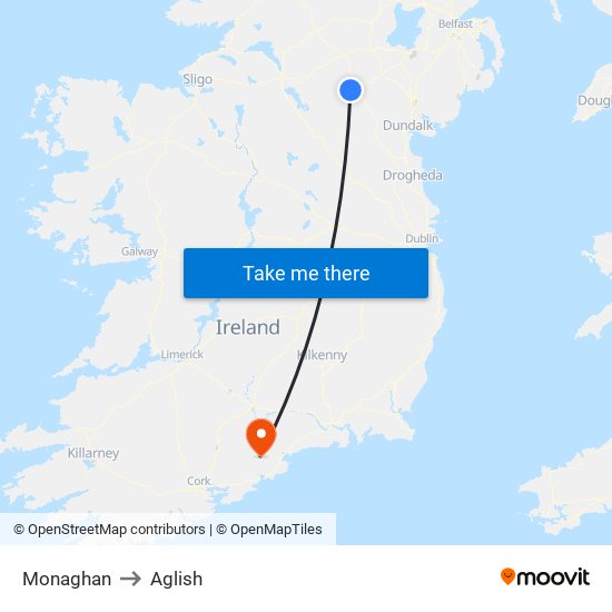 Monaghan to Aglish map