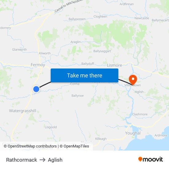 Rathcormack to Aglish map