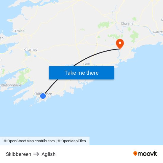 Skibbereen to Aglish map