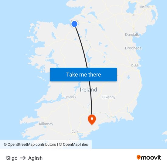 Sligo to Aglish map