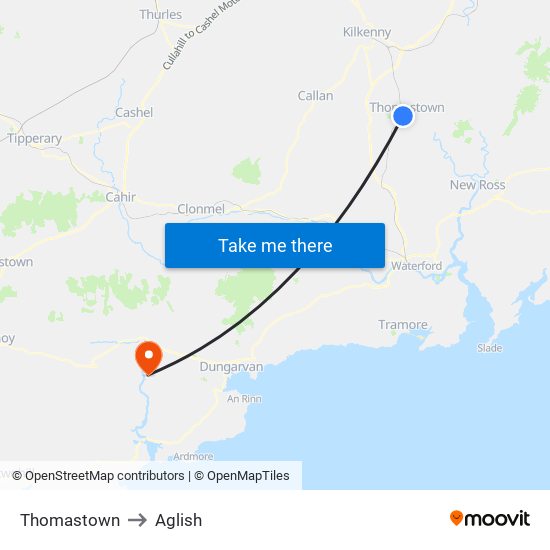 Thomastown to Aglish map