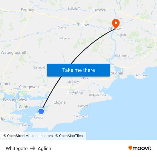 Whitegate to Aglish map