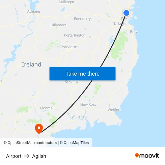 Airport to Aglish map