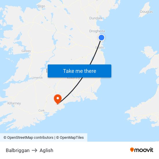 Balbriggan to Aglish map