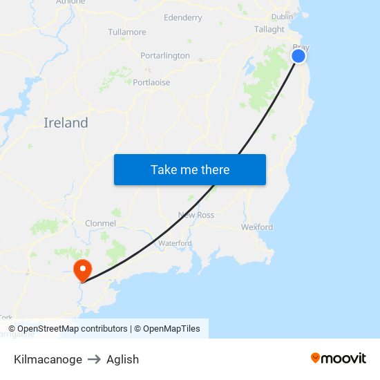 Kilmacanoge to Aglish map