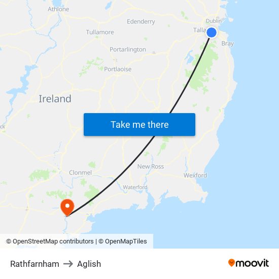 Rathfarnham to Aglish map