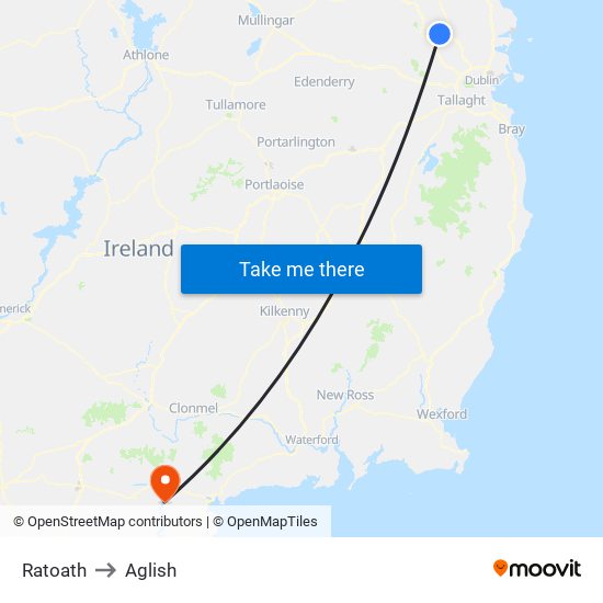 Ratoath to Aglish map