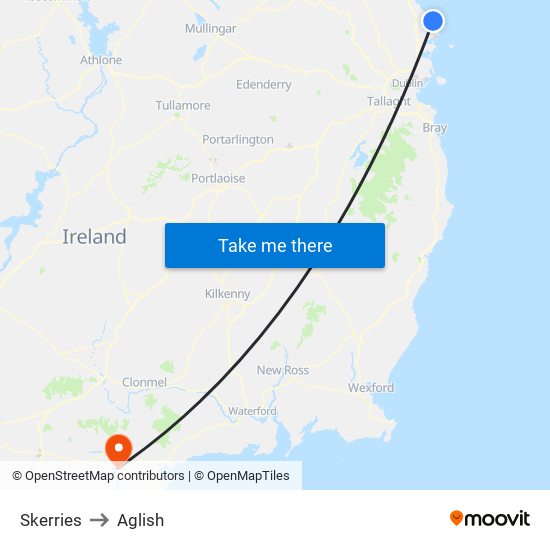 Skerries to Aglish map