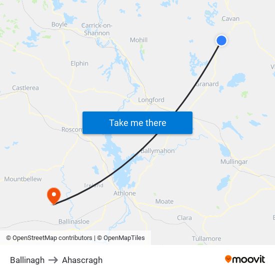 Ballinagh to Ahascragh map