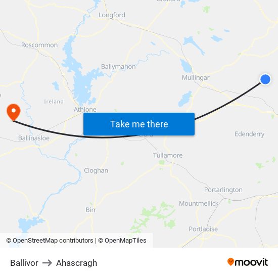 Ballivor to Ahascragh map