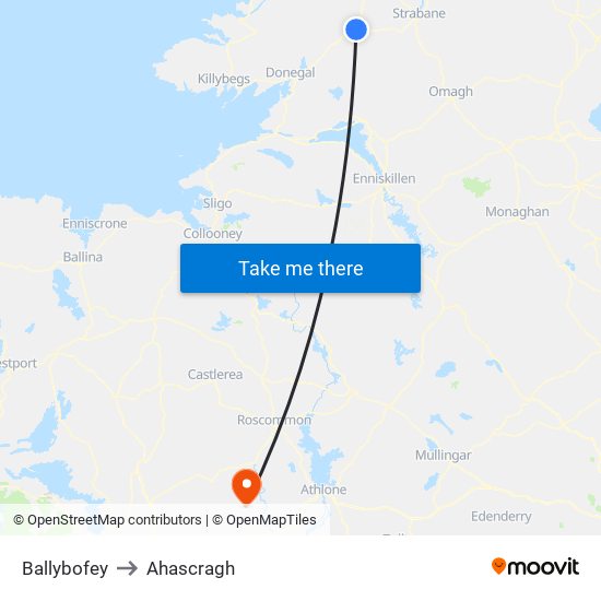 Ballybofey to Ahascragh map