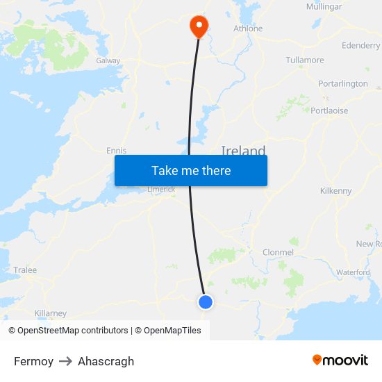 Fermoy to Ahascragh map