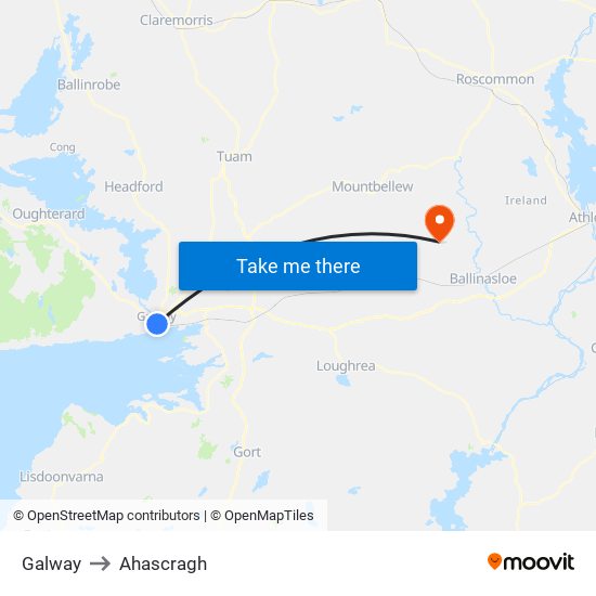 Galway to Ahascragh map