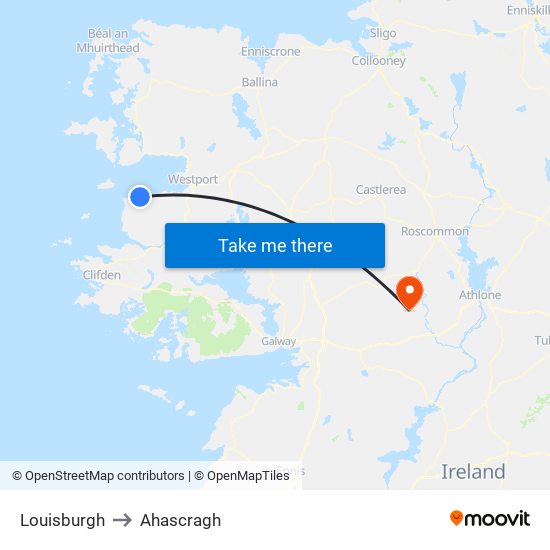 Louisburgh to Ahascragh map