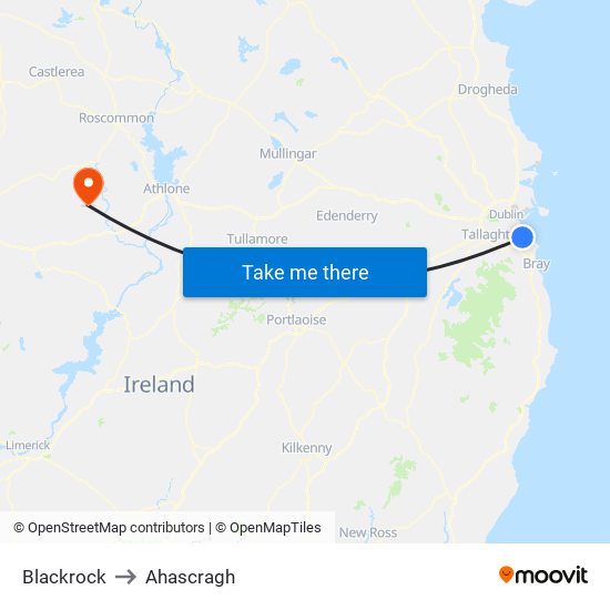 Blackrock to Ahascragh map