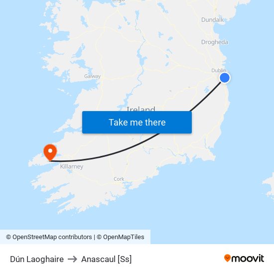 Dún Laoghaire to Anascaul [Ss] map