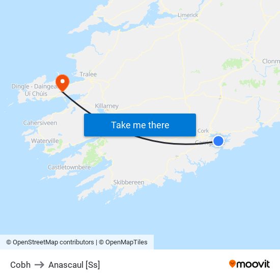 Cobh to Anascaul [Ss] map
