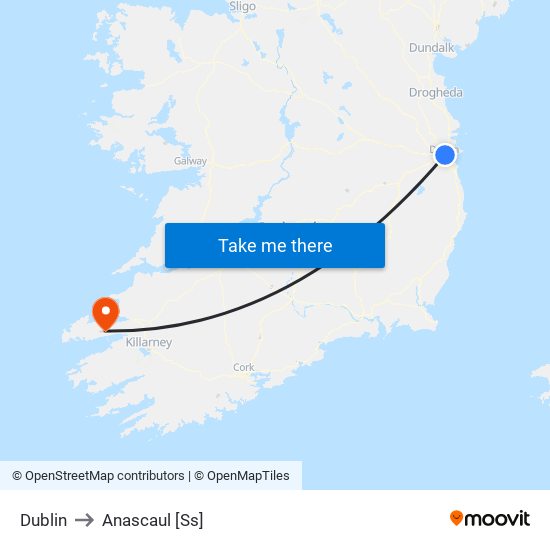 Dublin to Anascaul [Ss] map