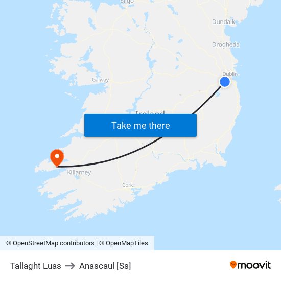 Tallaght Luas to Anascaul [Ss] map