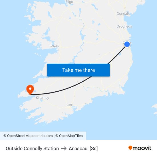 Outside Connolly Station to Anascaul [Ss] map