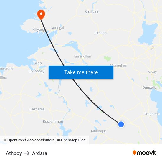 Athboy to Ardara map