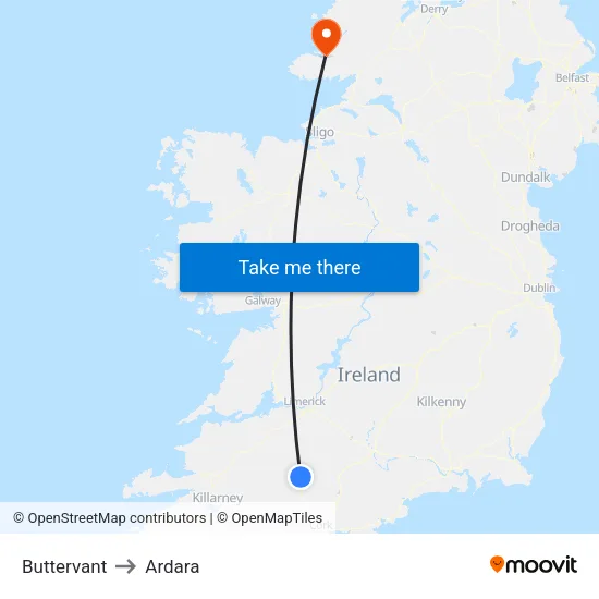 Buttervant to Ardara map