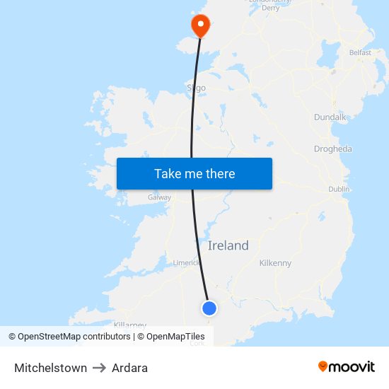 Mitchelstown to Ardara map