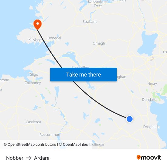 Nobber to Ardara map