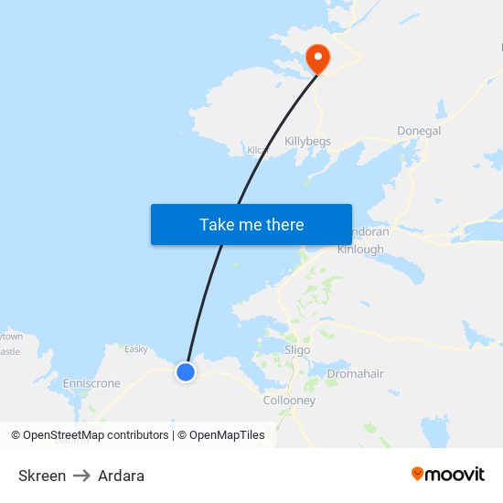 Skreen to Ardara map