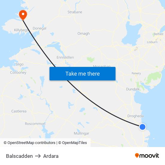 Balscadden to Ardara map