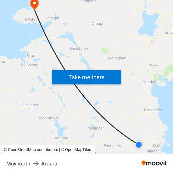 Maynooth to Ardara map