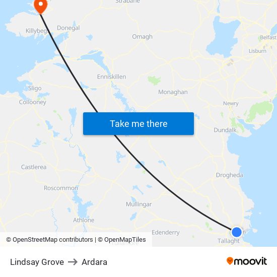 Lindsay Grove to Ardara map