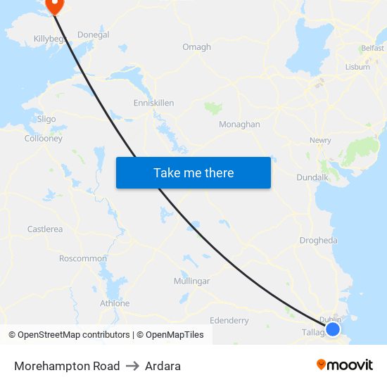 Morehampton Road to Ardara map