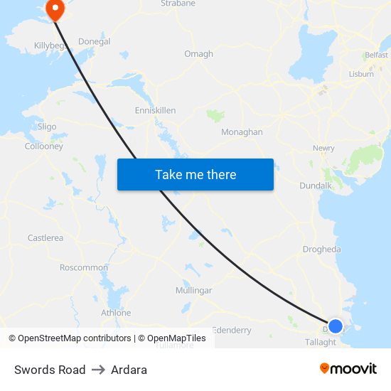 Swords Road to Ardara map
