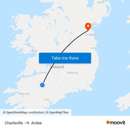 Charleville to Ardee map