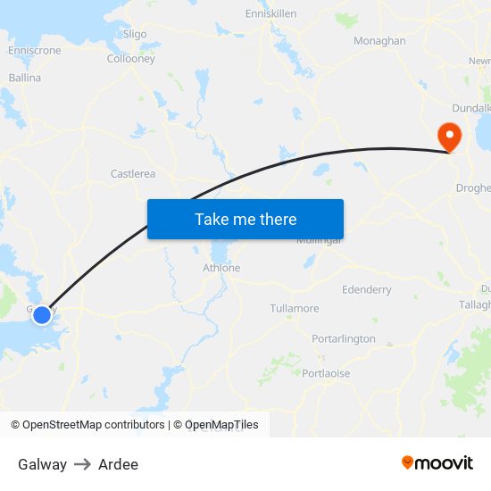 Galway to Ardee map