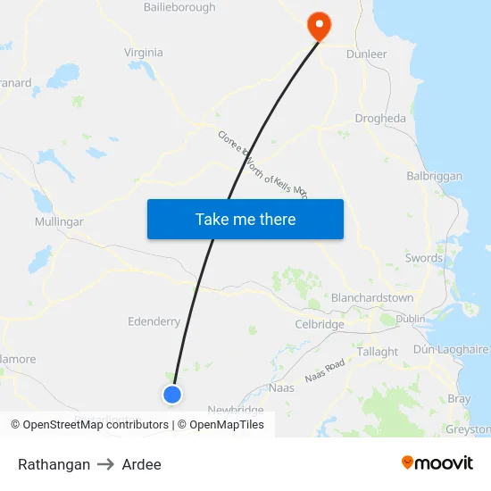 Rathangan to Ardee map