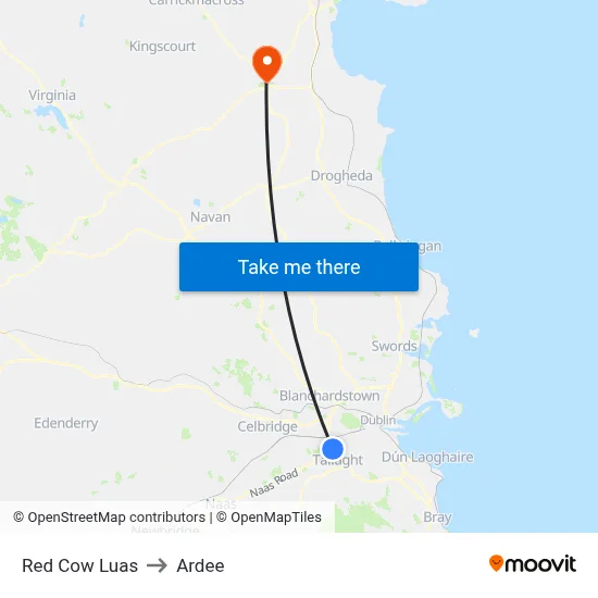 Red Cow Luas to Ardee map