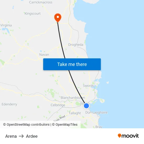 Arena to Ardee map
