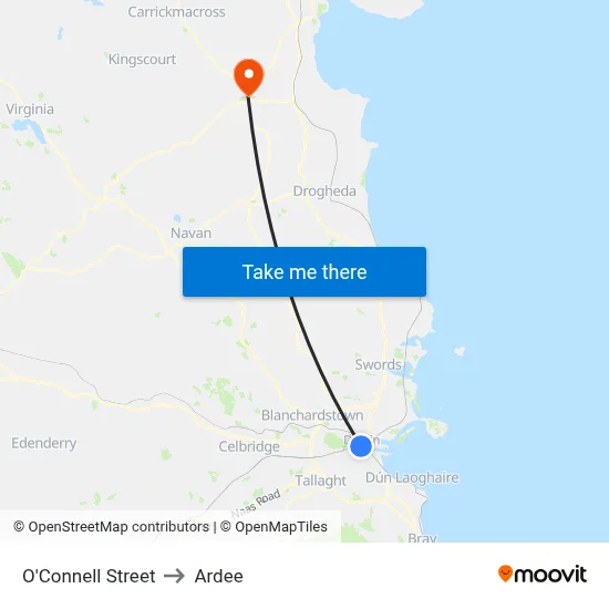O'Connell Street to Ardee map