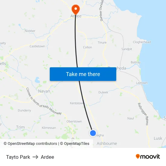 Tayto Park to Ardee map