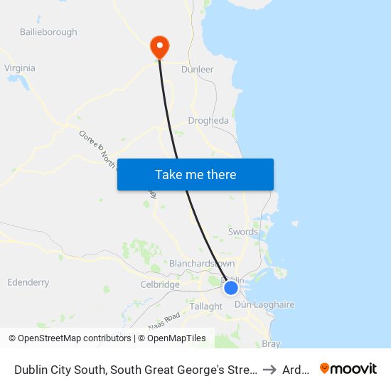 Dublin City South, South Great George's Street to Ardee map
