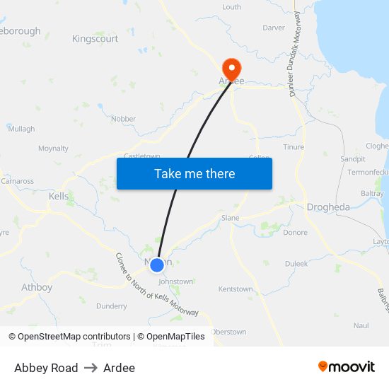 Abbey Road to Ardee map