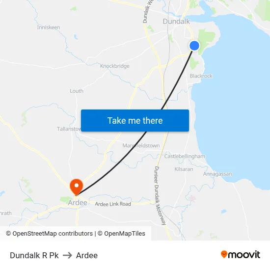 Dundalk R Pk to Ardee map