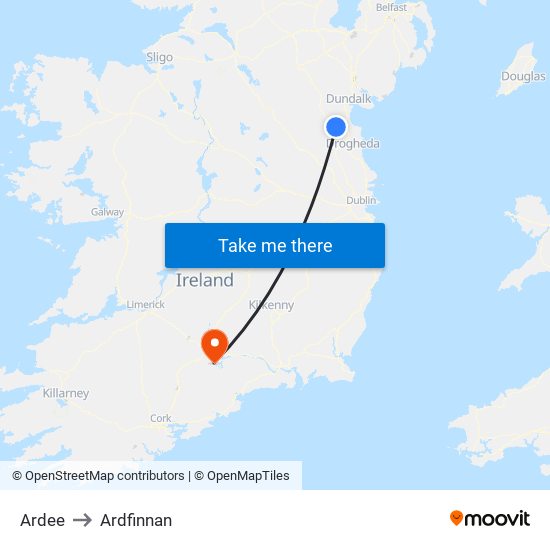 Ardee to Ardfinnan map