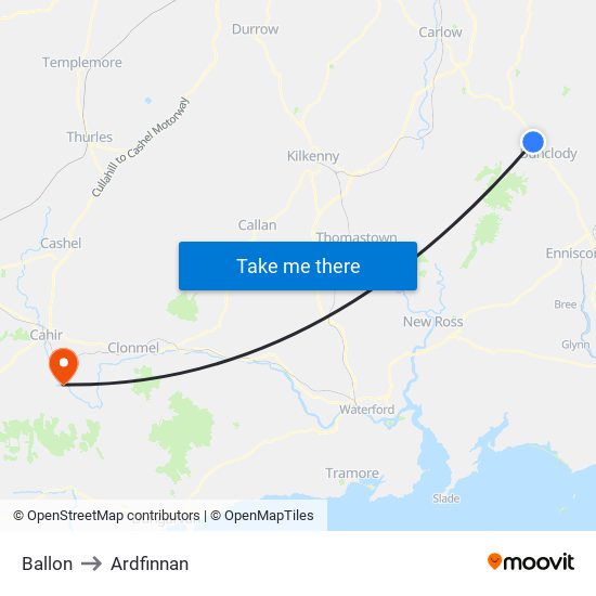 Ballon to Ardfinnan map